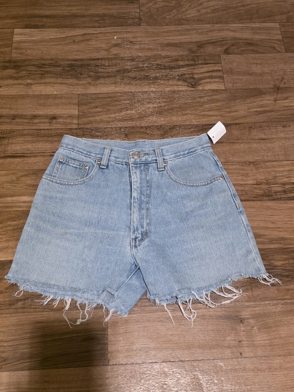 Vintage Light Blue Denim Frayed Hem Women’s Shorts